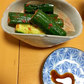 ご飯がすすむ　きゅうりのおしんこ　朝漬けて夕食に